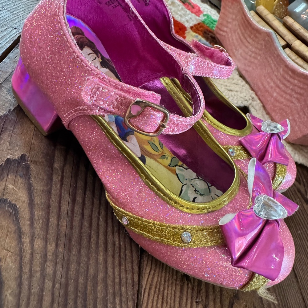 Pink and Gold Glitter Dress Shoes with Bow size 12
